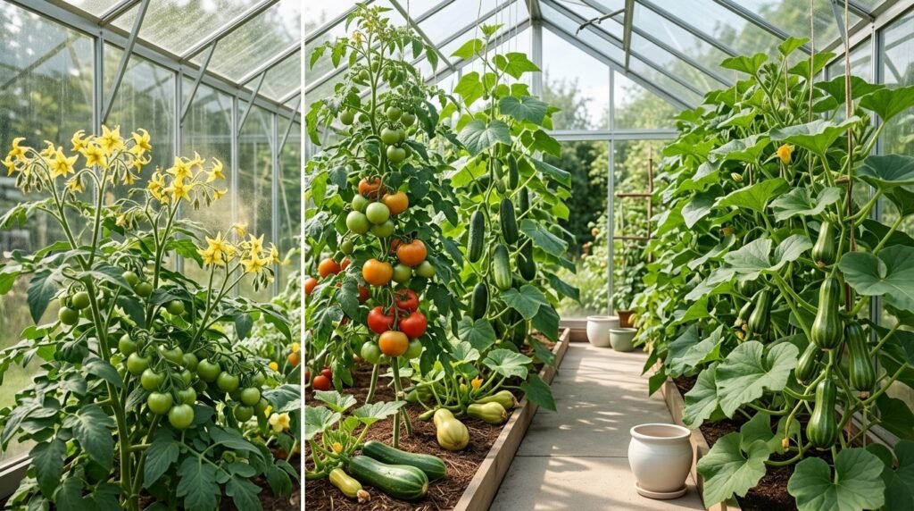 Successful pollination and fruit development inside a greenhouse